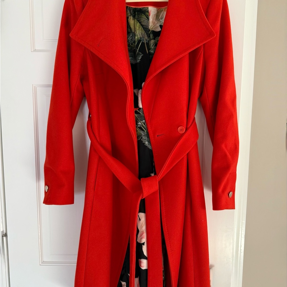 Ted Baker Orange Red Wool Trench